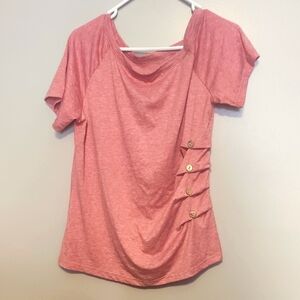 Women's Pink Button-Accent Top